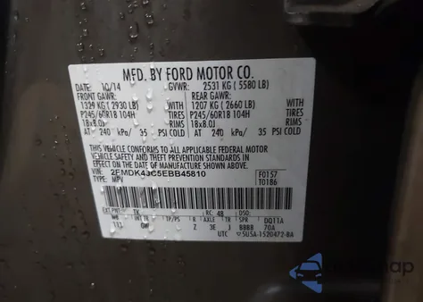 2014 Ford Edge Sel from USA, damaged, VIN 2FMDK4JC5EBB45810